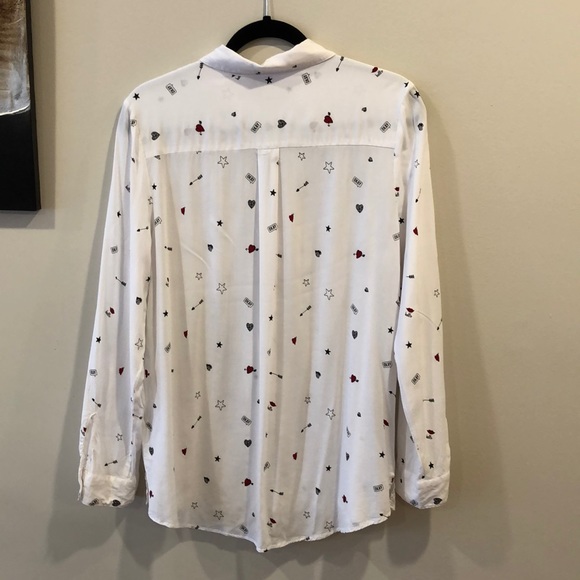 Cute white button up printed shirt - Picture 5 of 5